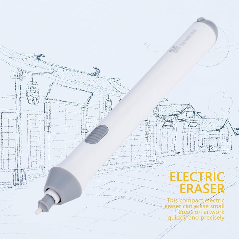 Zerodis Electric Automatic Pencil Eraser, Rechargeable Electric Eraser for Drawing, Artist Eraser Rechargeable for Drafting, Painting, Sketching, Detailer Tool(White) - Image 3